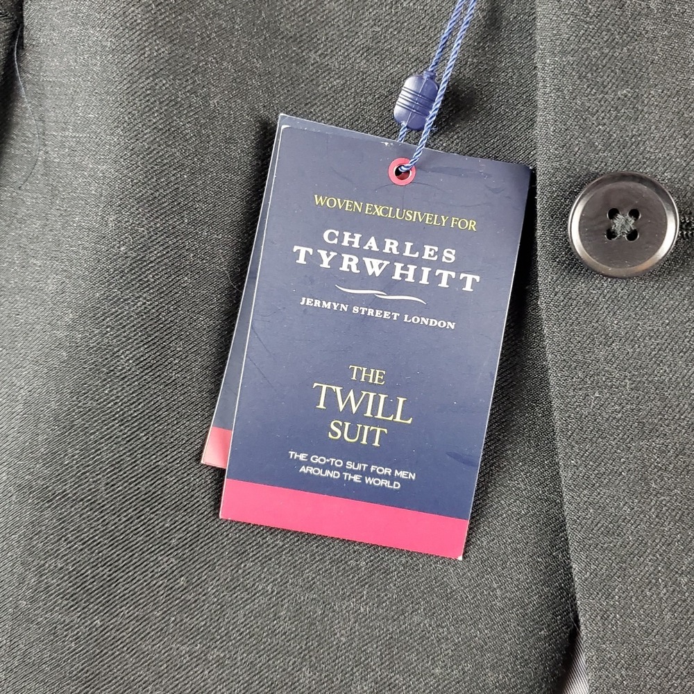 Charles Tyrwhitt Blazer Mens 46 L Charcoal Wool 110s Twill Suit Jacket Business - Picture 8 of 16